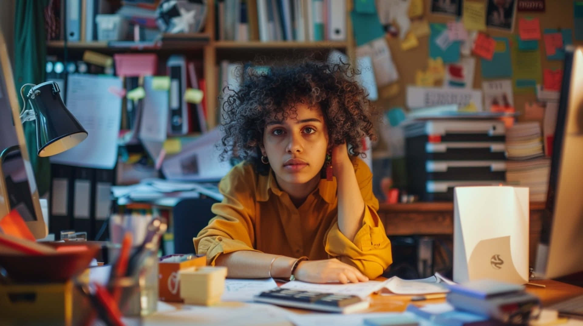 Lackadaisical Student Studying Late Background