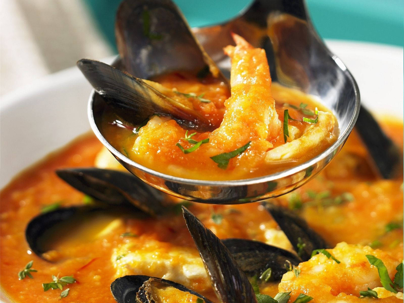 Ladleful Of French Bouillabaisse Dish