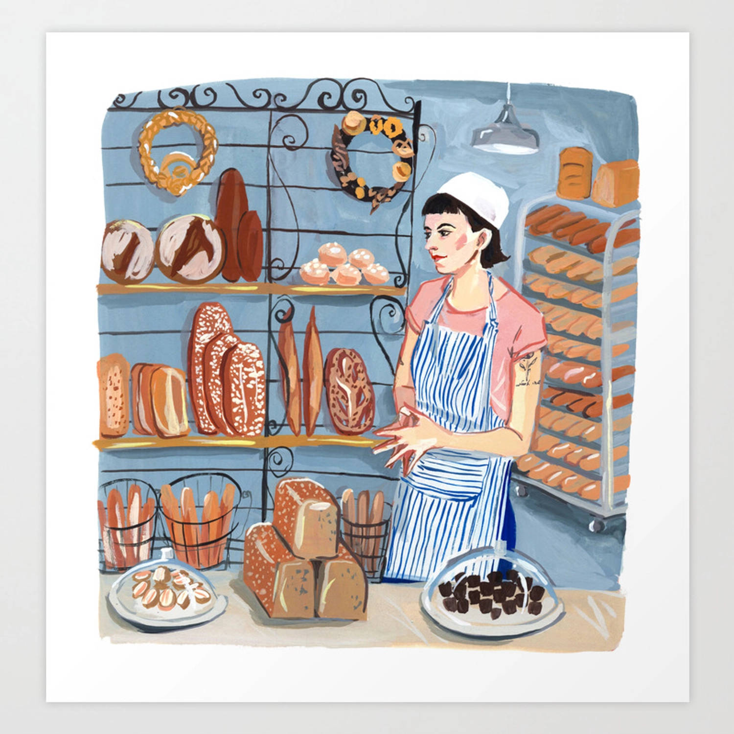 Lady Baker In Bakery Background