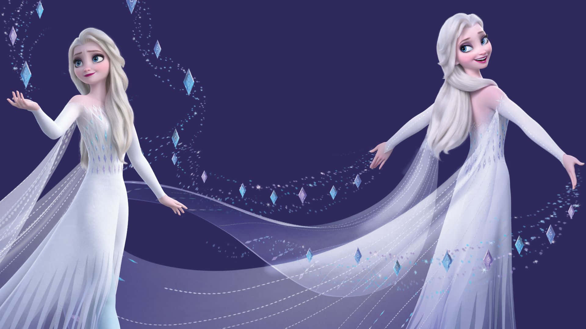 Lady Elsa In Her Snowy White Dress From Disney's Frozen 2 Background