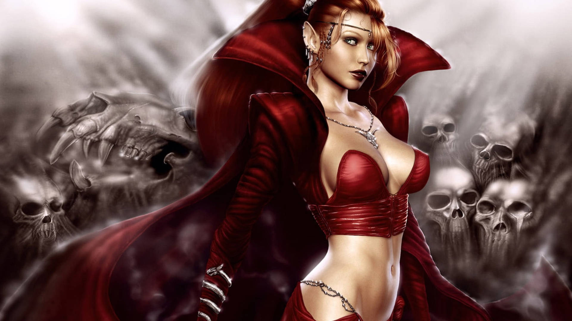 Lady In Red Vampire Background