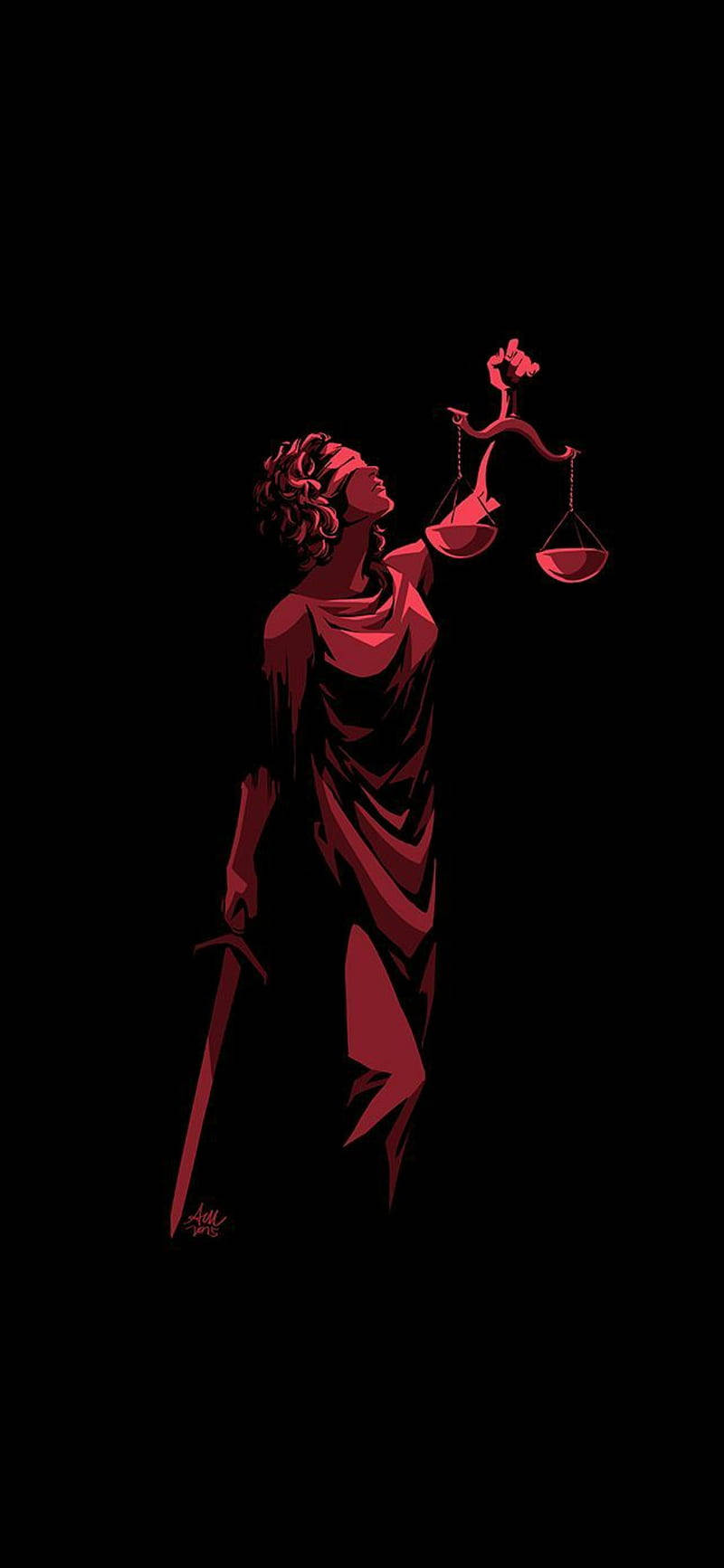 Lady Justice Black And Red Digital Art Background
