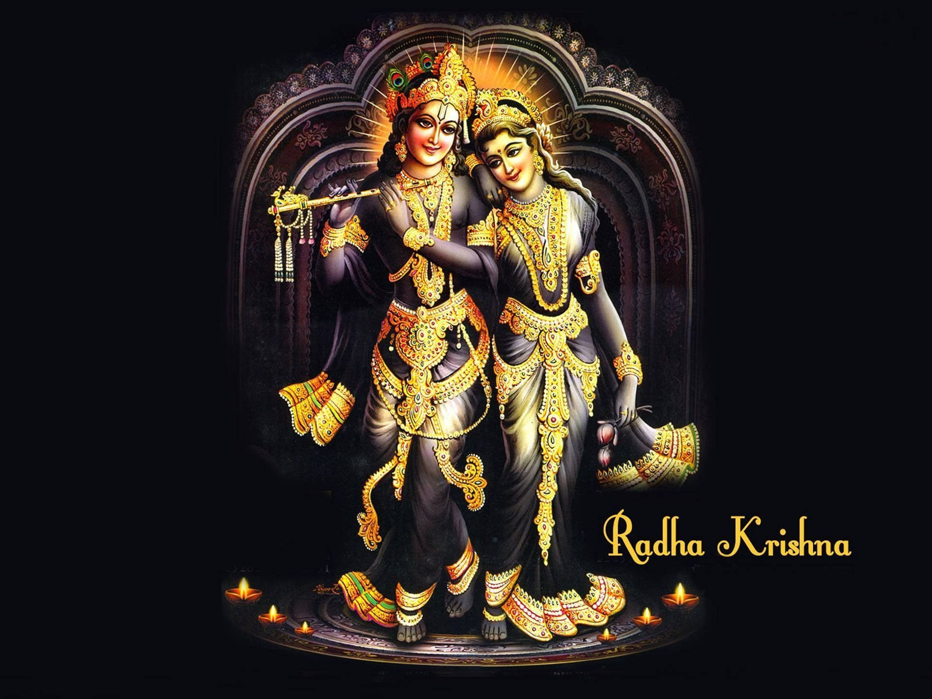 Lady Radha And Lord Krishna 4k Dark Digital Artwork Background