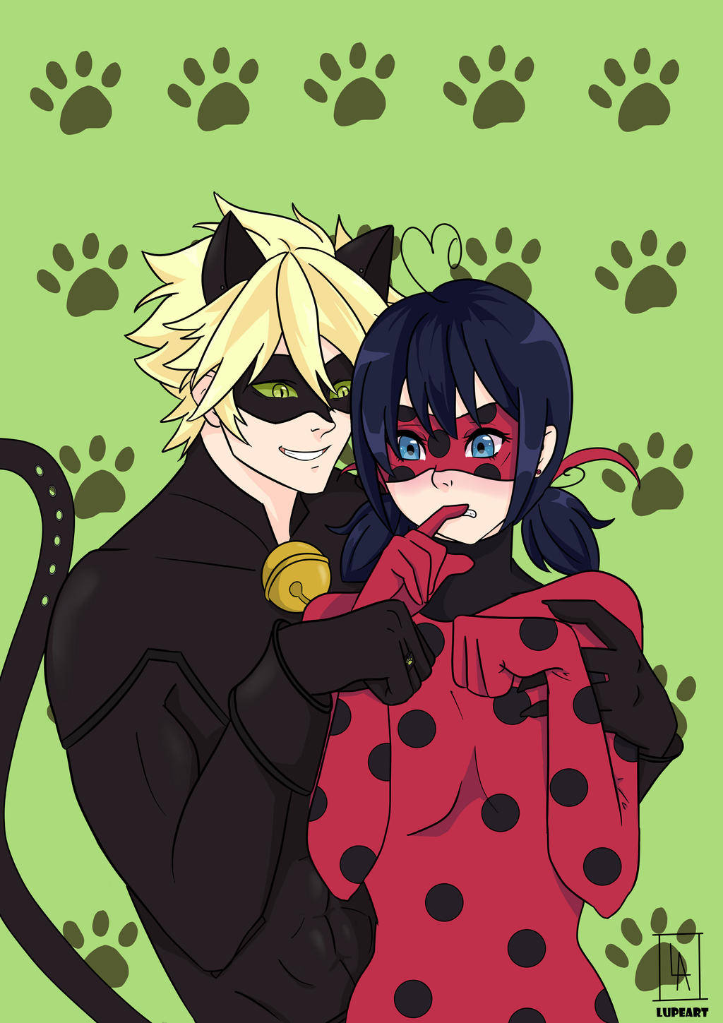 Ladybug And Cat Noir Kiss Dog Print Background