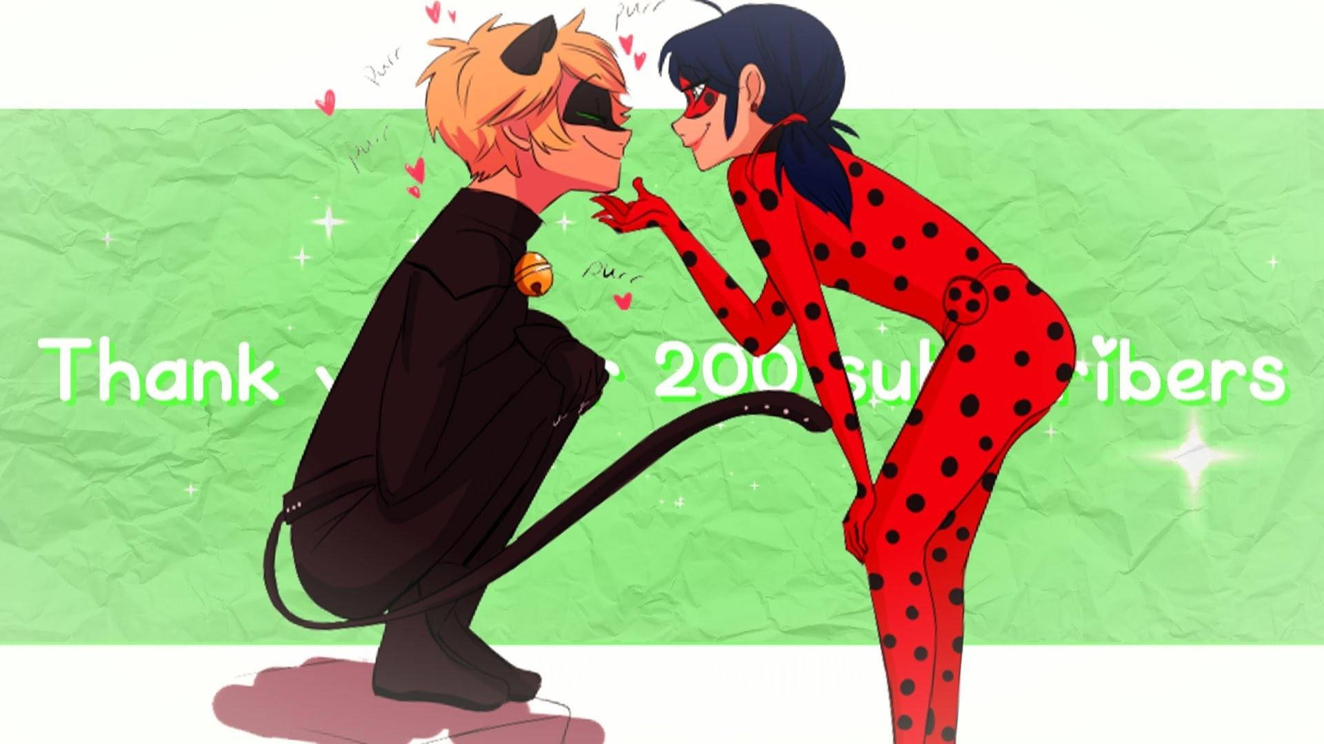 Ladybug And Cat Noir Kiss Petting Background