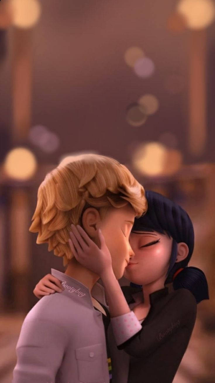 Ladybug And Cat Noir Kiss Realistic Background