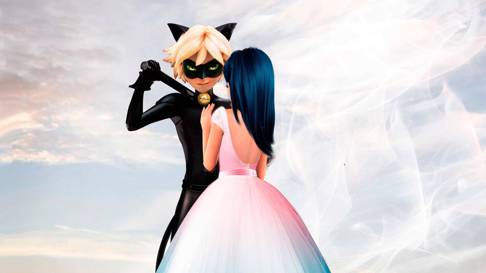 Ladybug And Cat Noir Kiss Wedding Dress Background