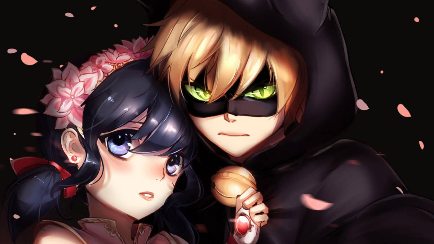 Ladybug And Cat Noir Protective And Romantic Background