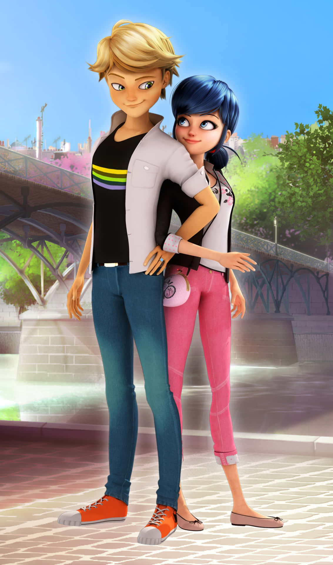 Ladybug And Cat Noir Saving The City Of Paris Together Background