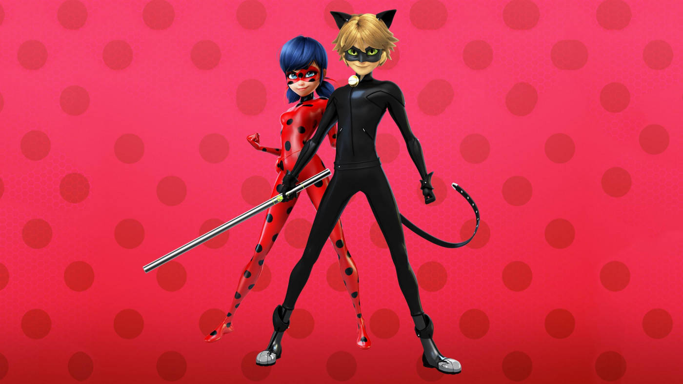 Ladybug And Cat Noir Strike Heroic Poses Background
