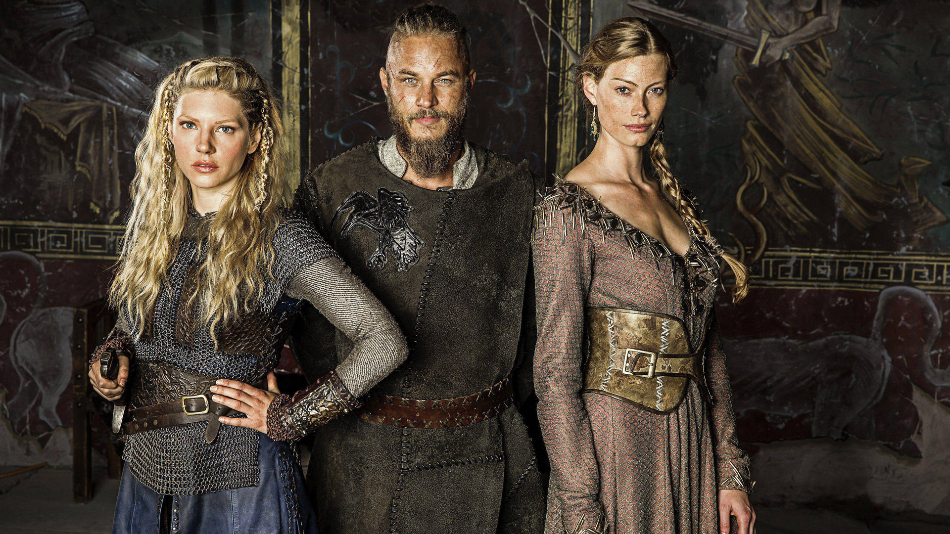 Lagertha, Ragnar, And Queen Aslaug Vikings Background