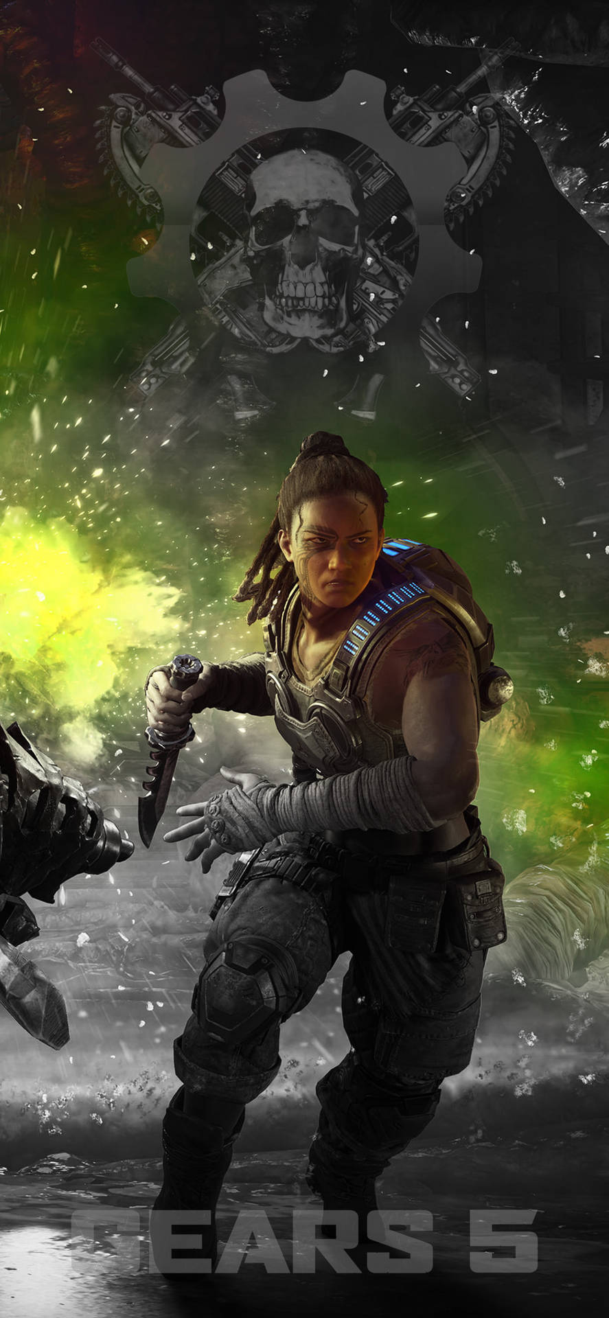 Lahni Kaliso In Dynamic Action - Gears 5 Iphone Wallpaper