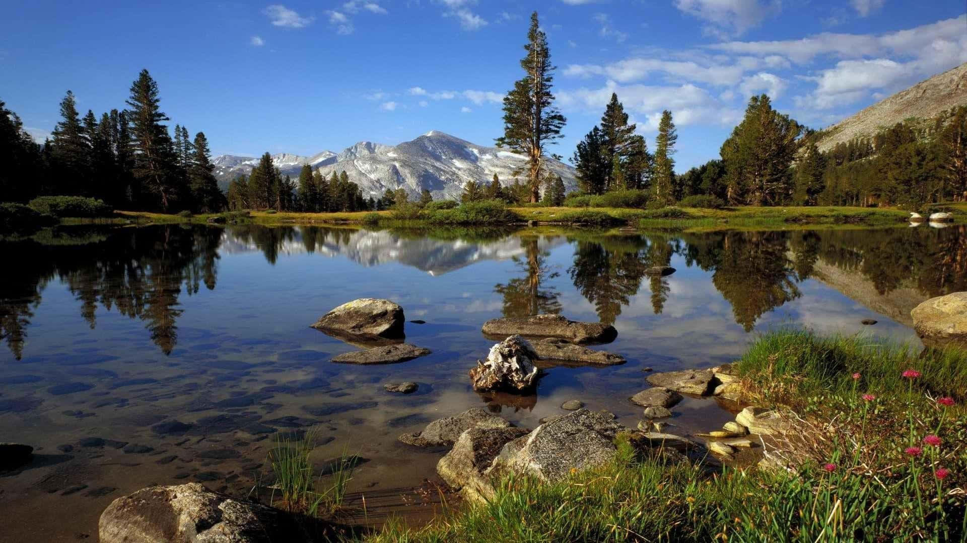 Lake And Mountain Country Scenes Background