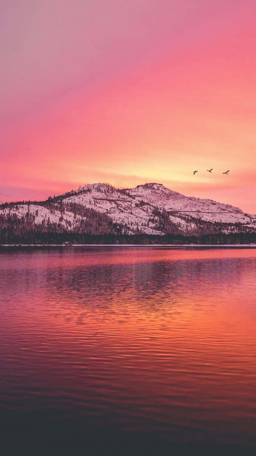 Lake And Mountains Sunset Portrait Background