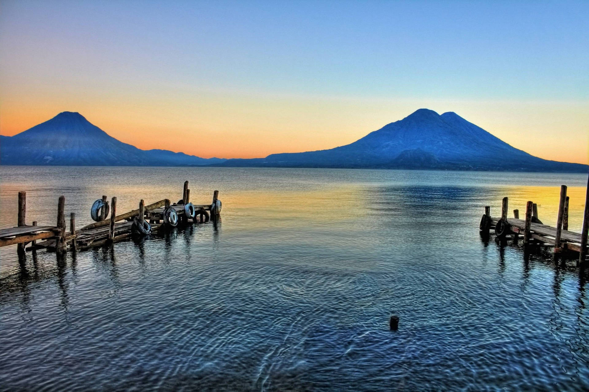 Lake Atitlan Two Docks Guatemala