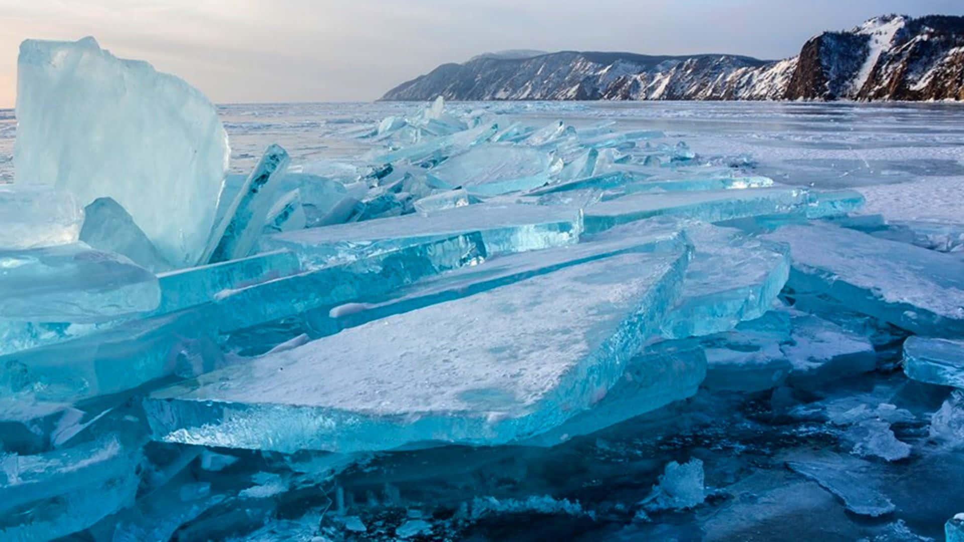 Lake Baikal Cracked Ice Background