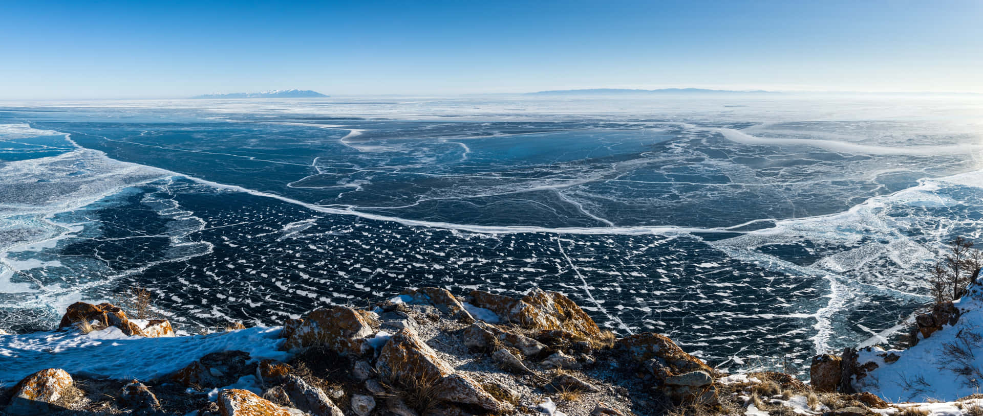 Lake Baikal Frozen Lake Mountain Background