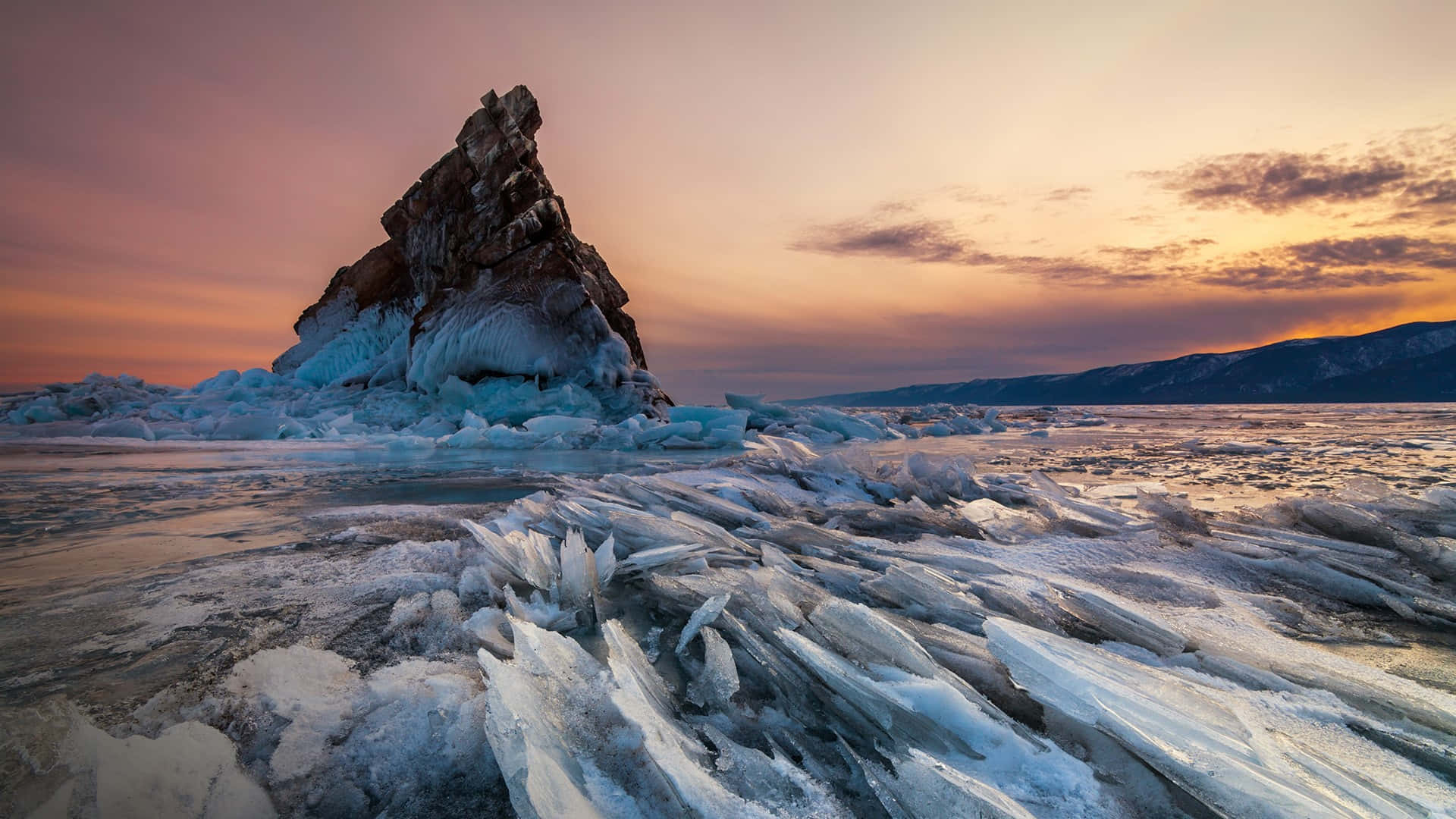 Lake Baikal Ice Frozen Waves Background