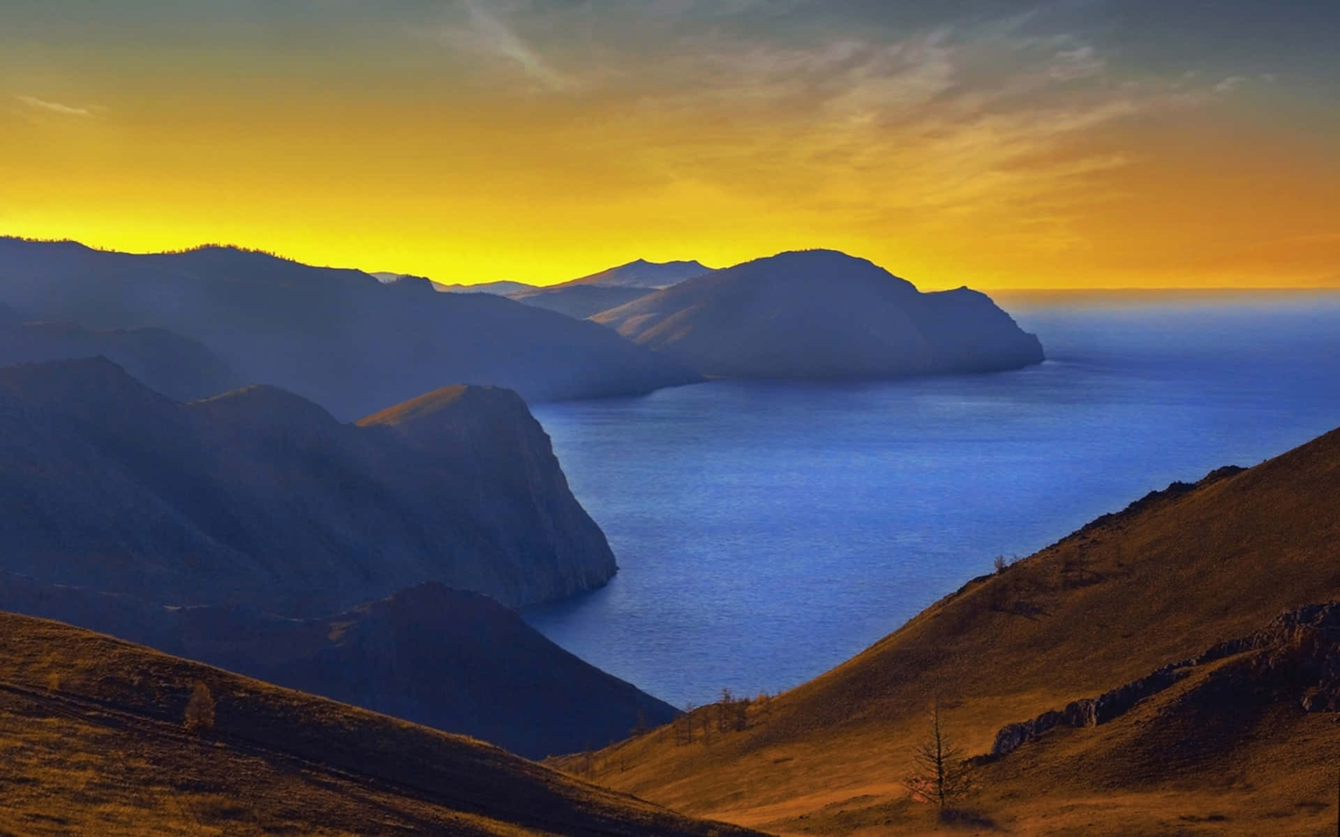 Lake Baikal Sunset Background