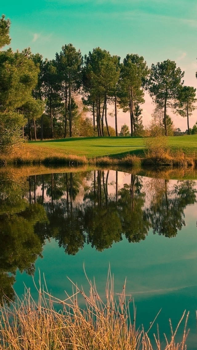 Lake In Golf Course Iphone Background