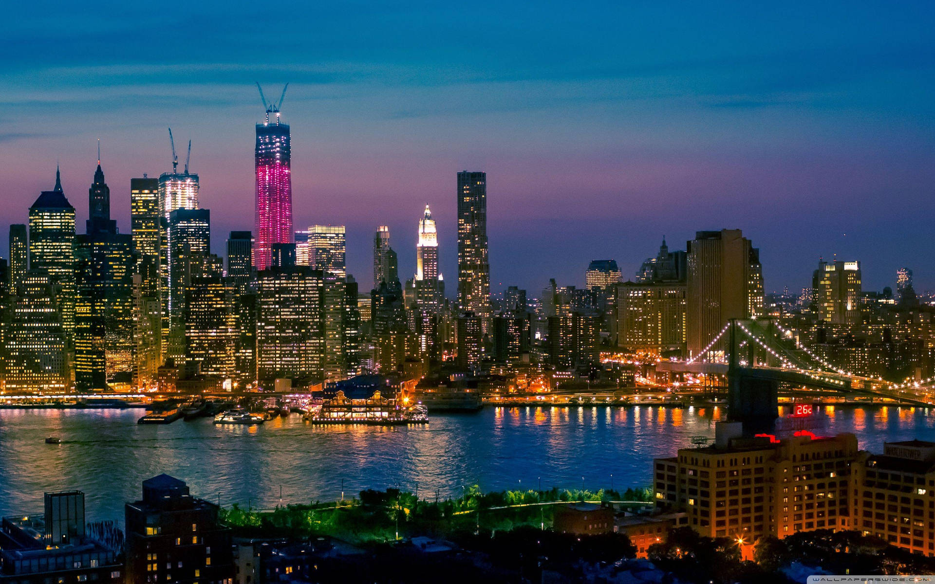 Lake In New York Night Background