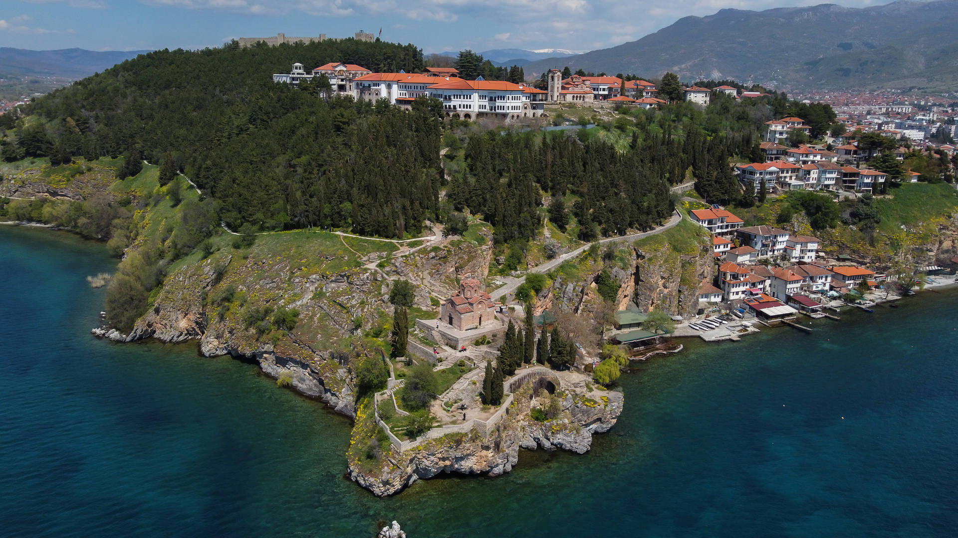 Lake Ohrid Aerial View North Macedonia Background