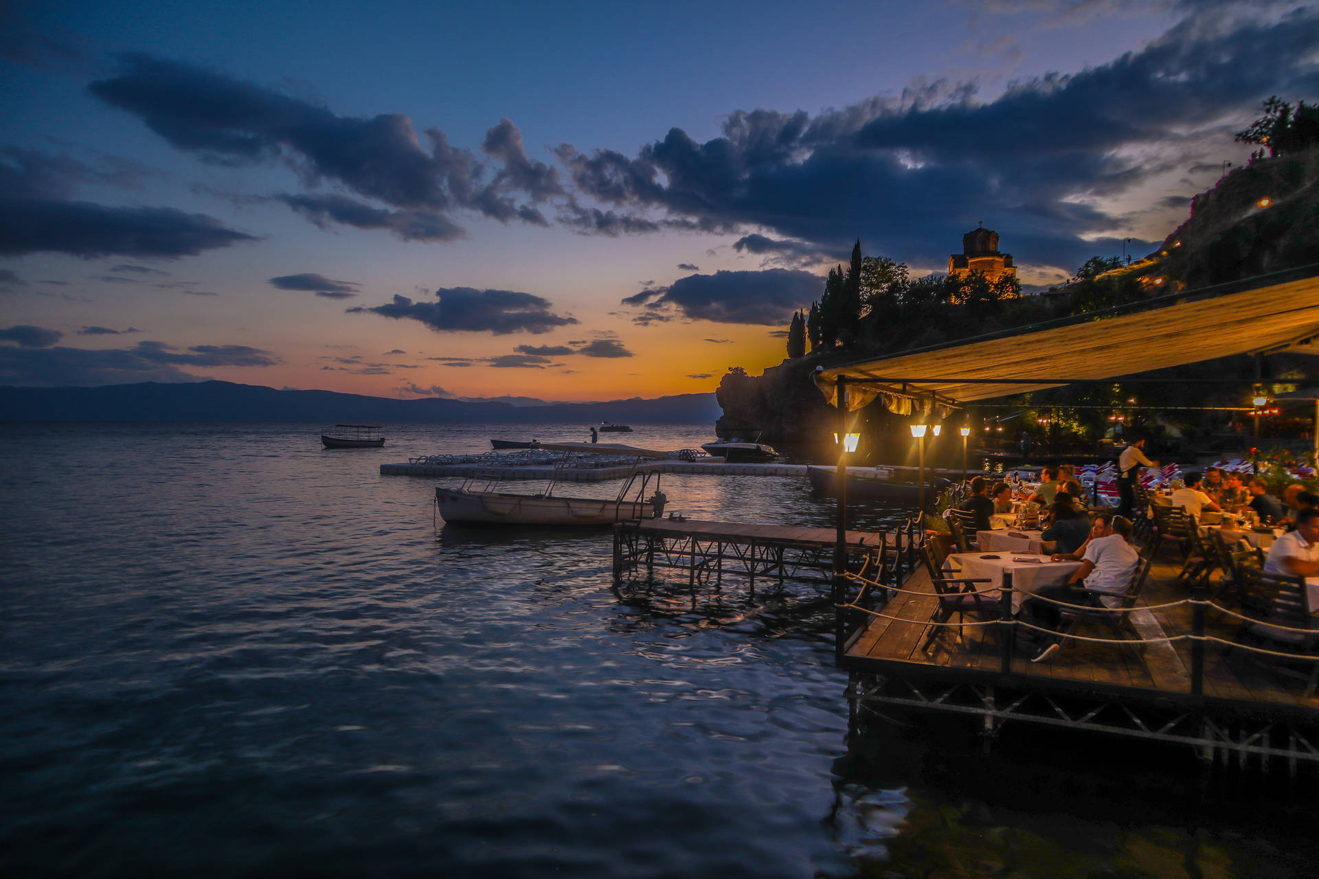 Lake Ohrid Golden Hour In North Macedonia