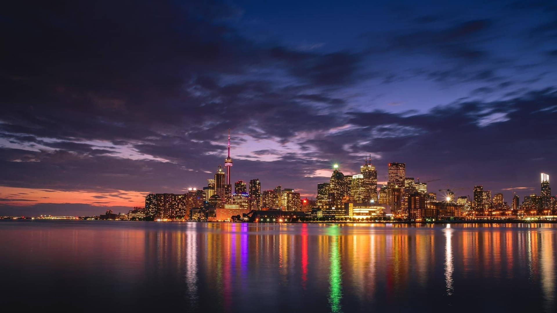 Lake Ontario Colorful Skyscrapers Background