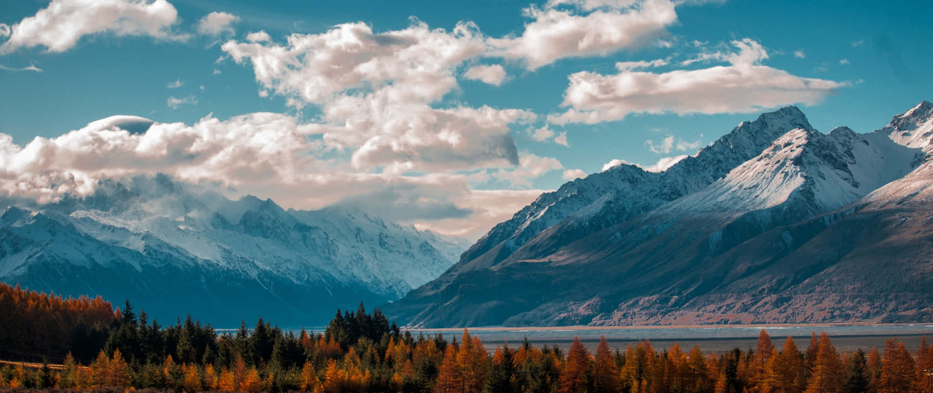 Lake Pukaki Snowcapped Mountain Landscape Background