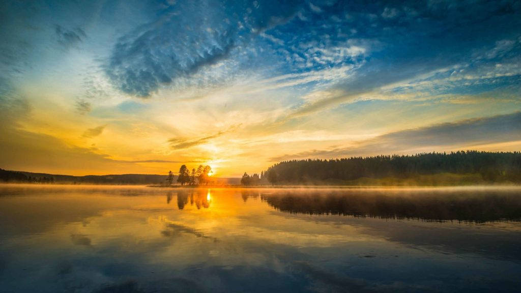 Lake Sunrise Nature Background