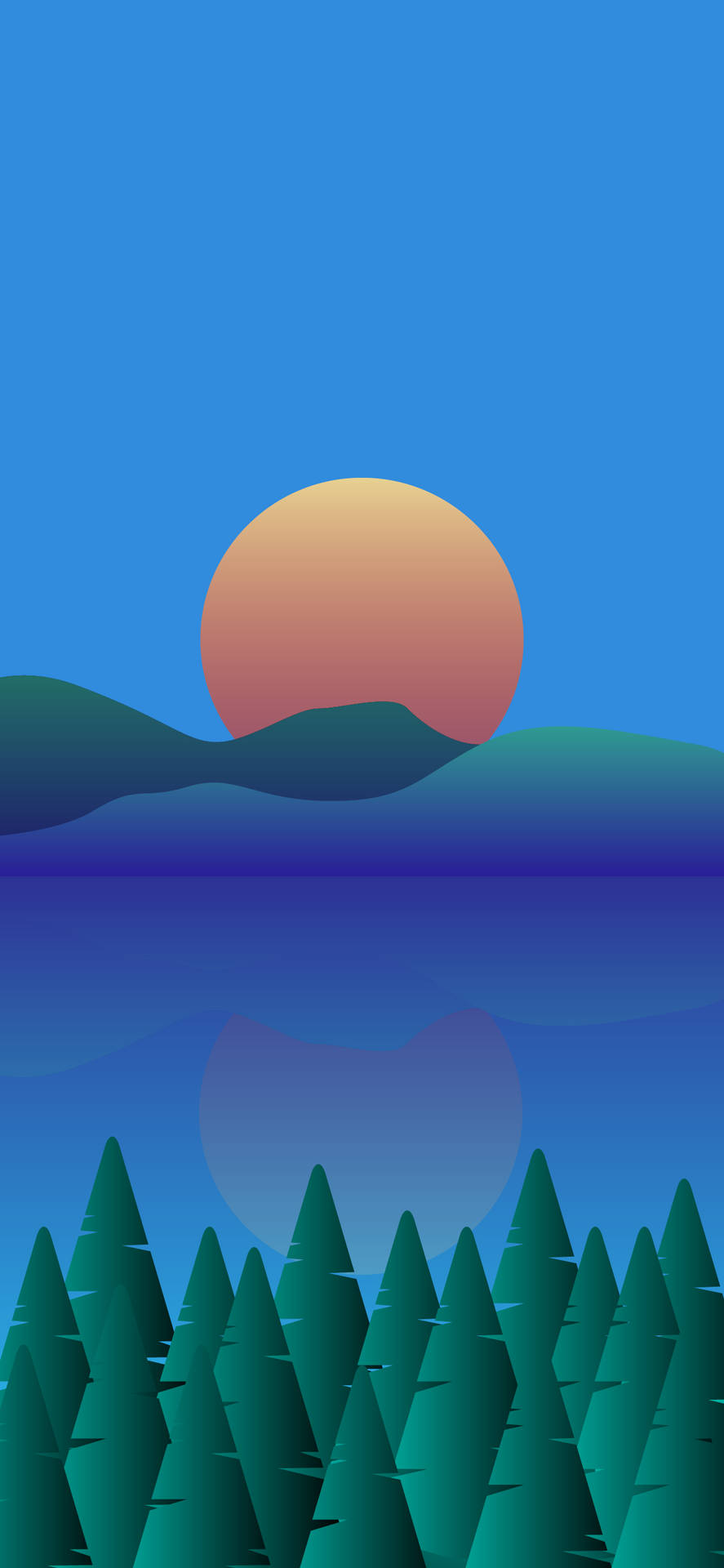 Lake Sunset Minimalist Phone Background
