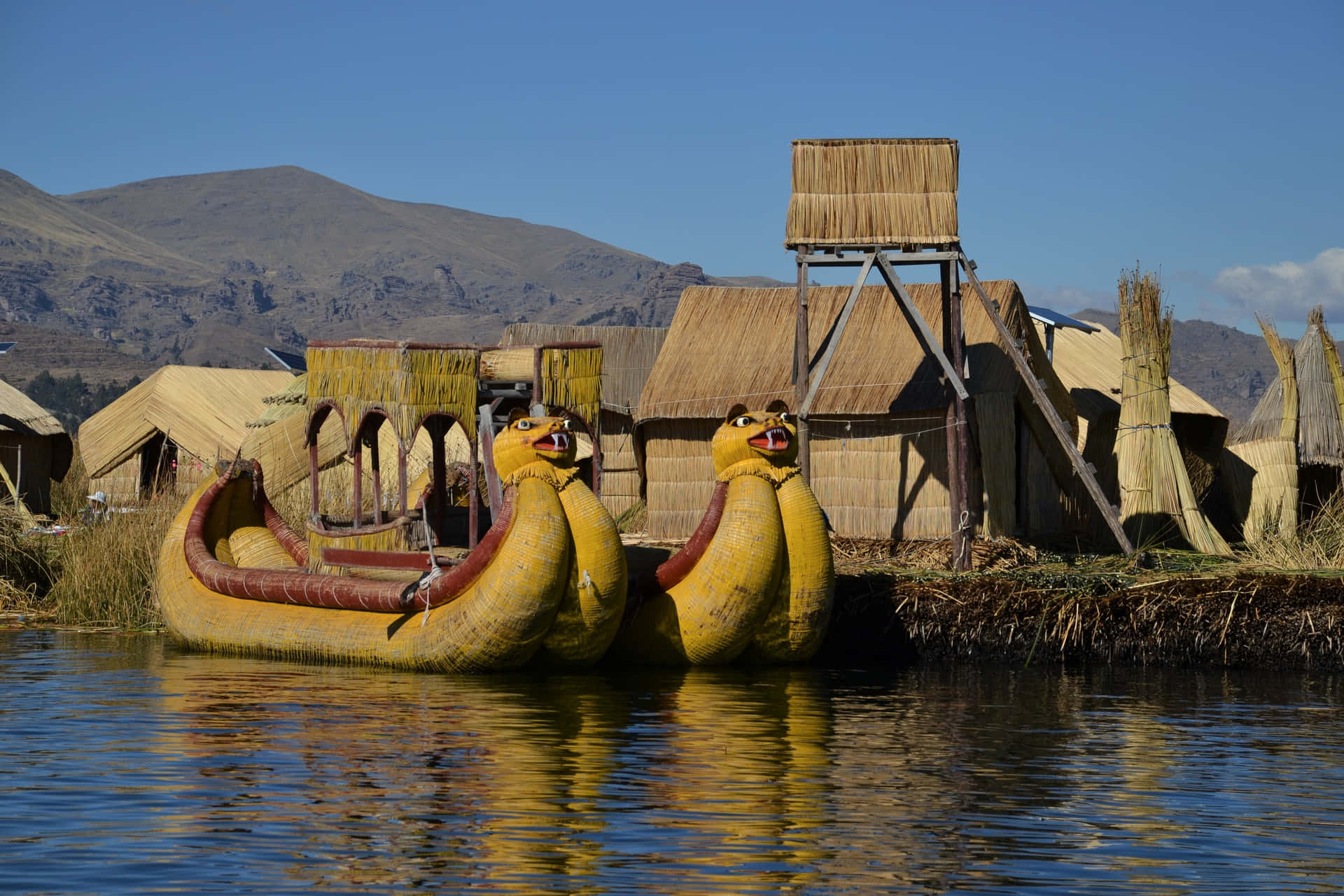 Lake Titicaca Reed Boats Background