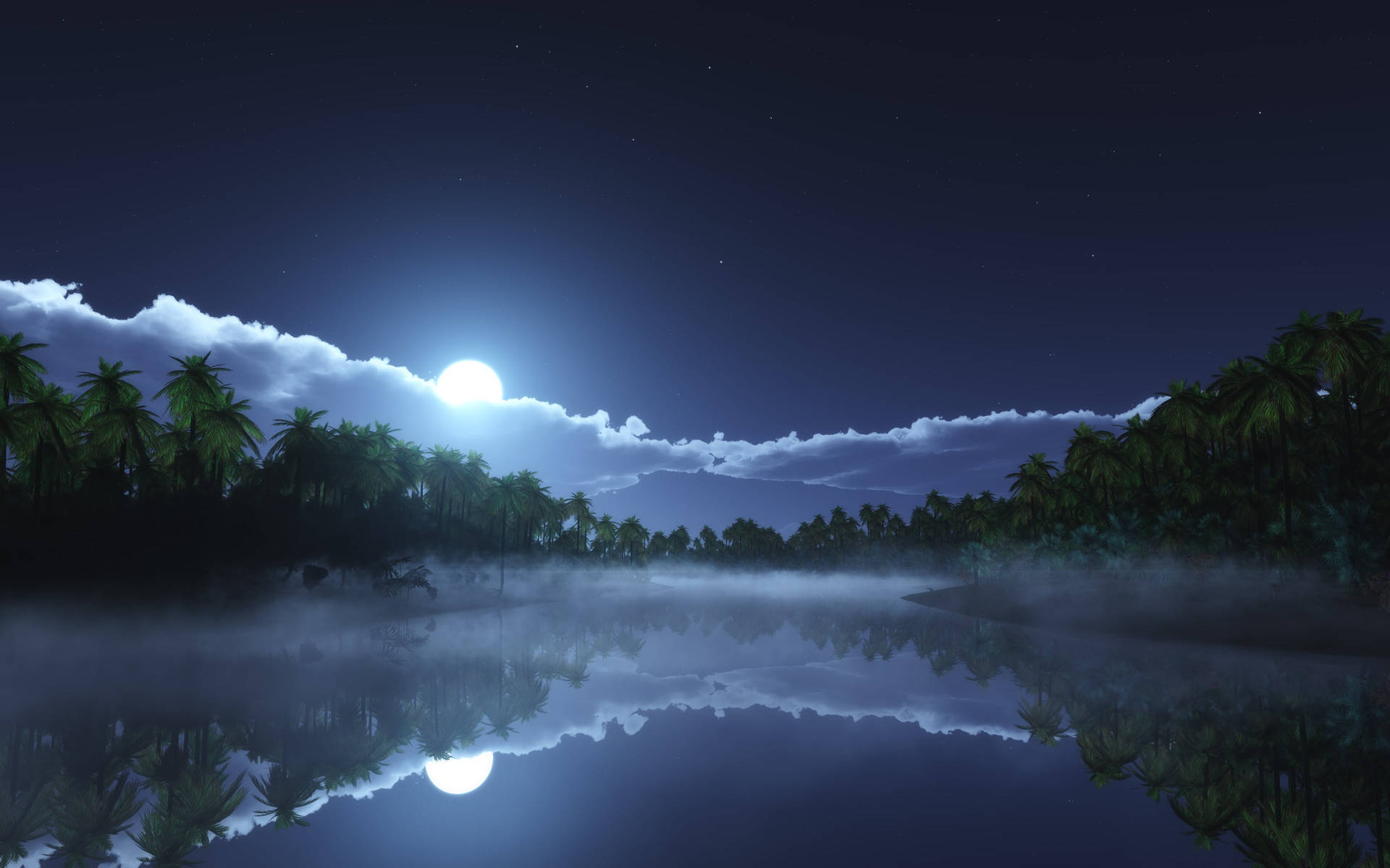 Lake Under Moonlight 4k Background