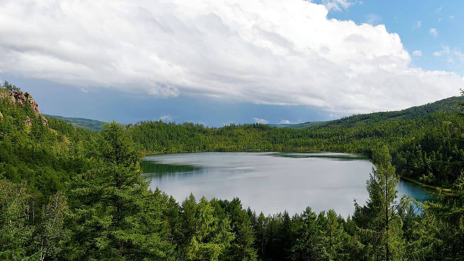 Lake View Of The Mongolias Background