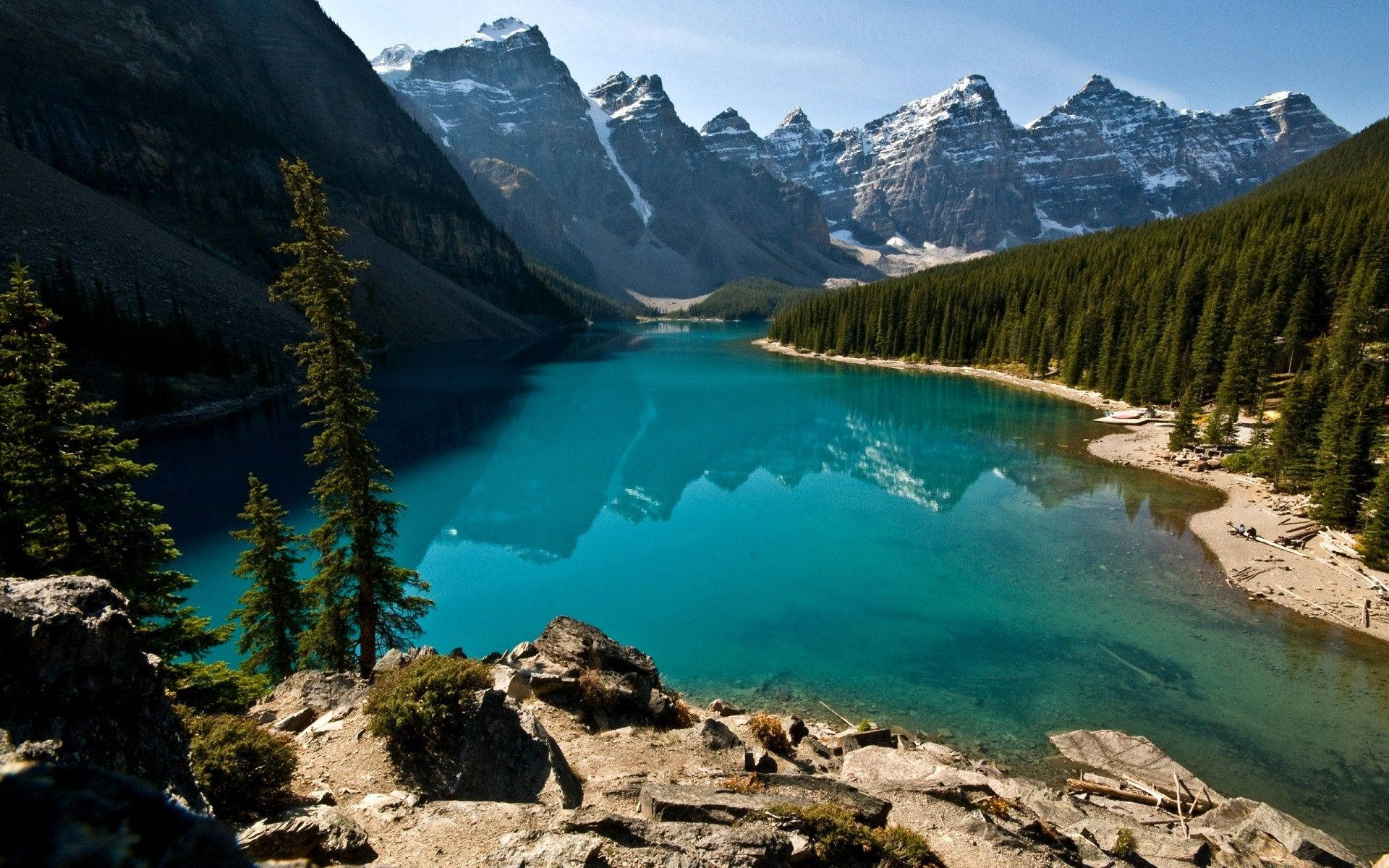 Lake View With Snowy Mountains