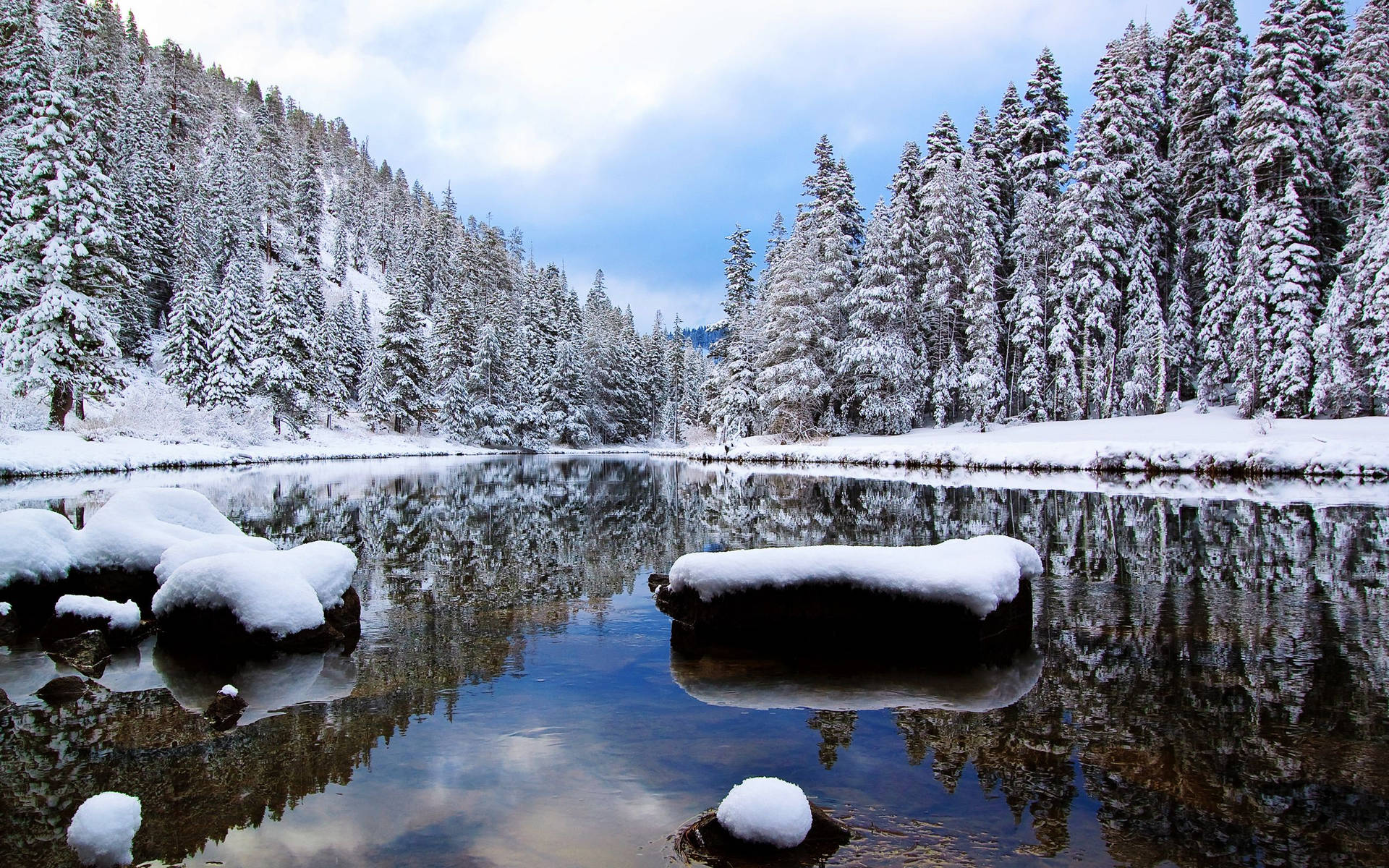 Lake Winter Landscape Background