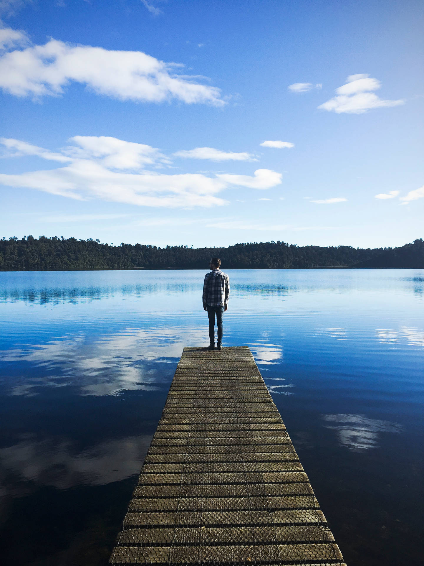 Lake With A Man Standing Background