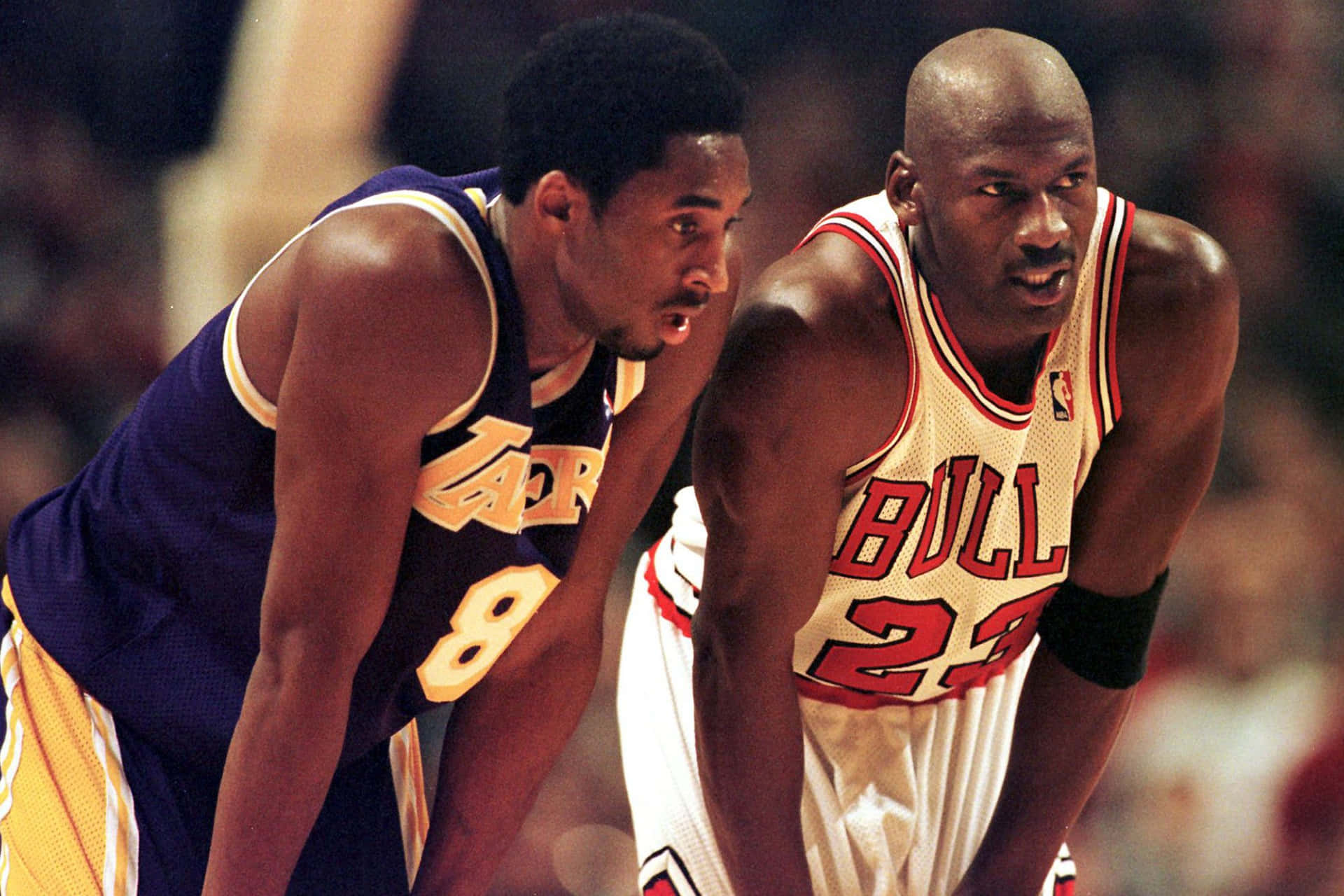 Lakers And Chicago Bulls Legends Kobe Bryant And Michael Jordan Background