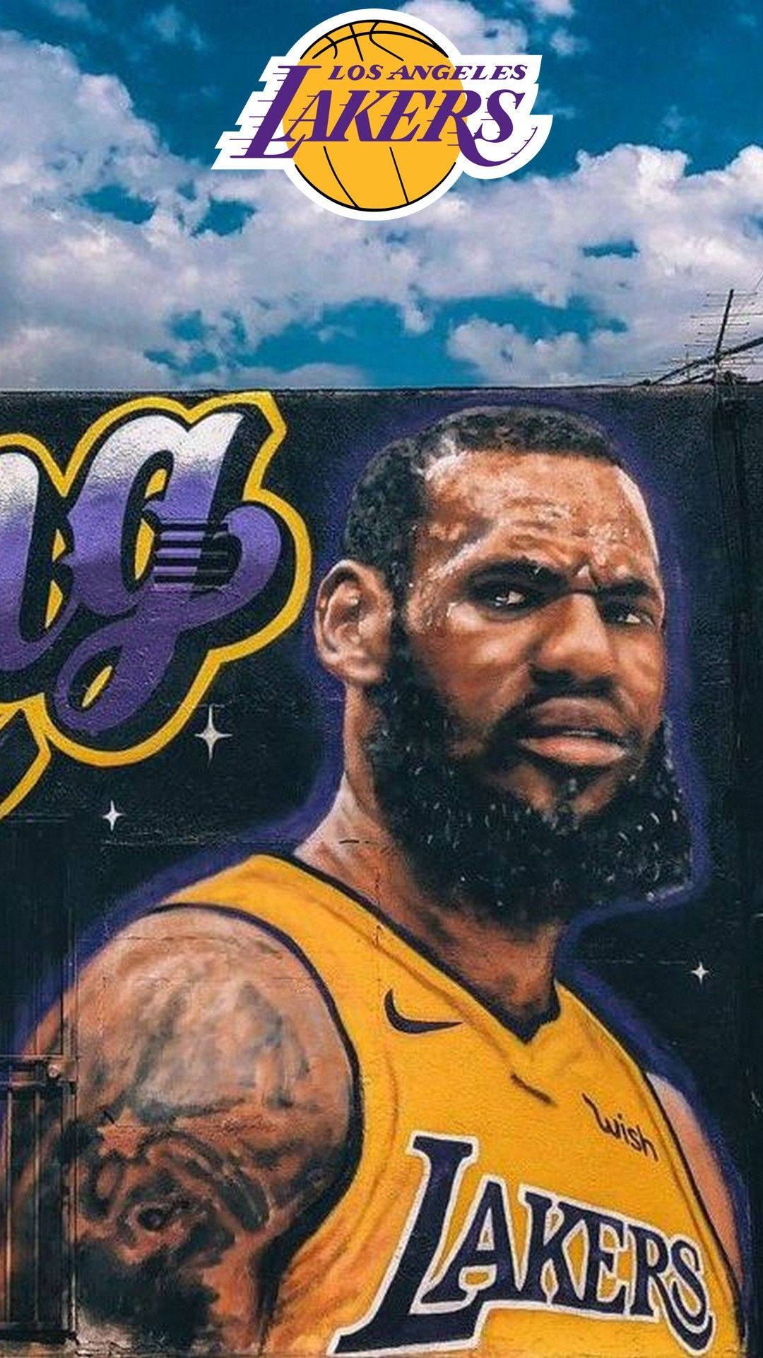 Lakers Iphone Graffiti With Clouds Background