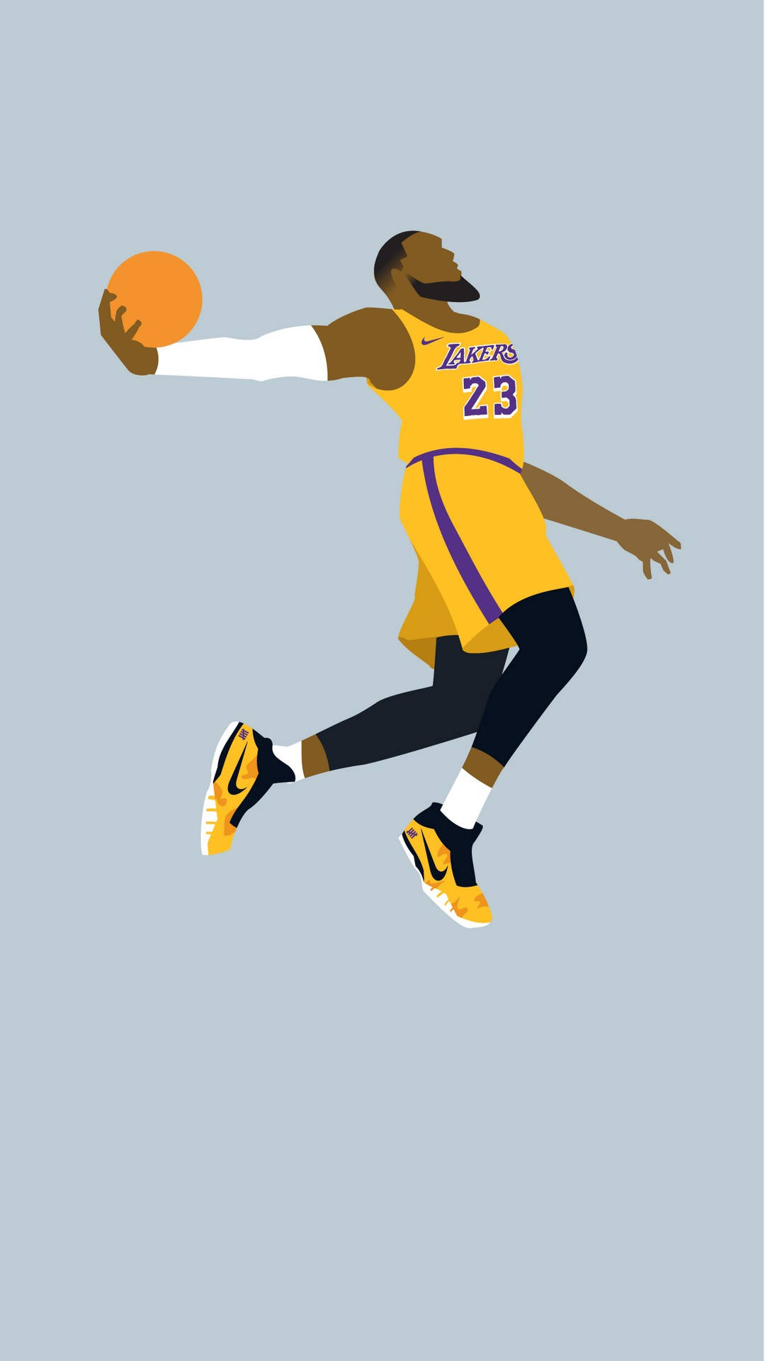 Lakers Iphone With Lebron Dunking Background