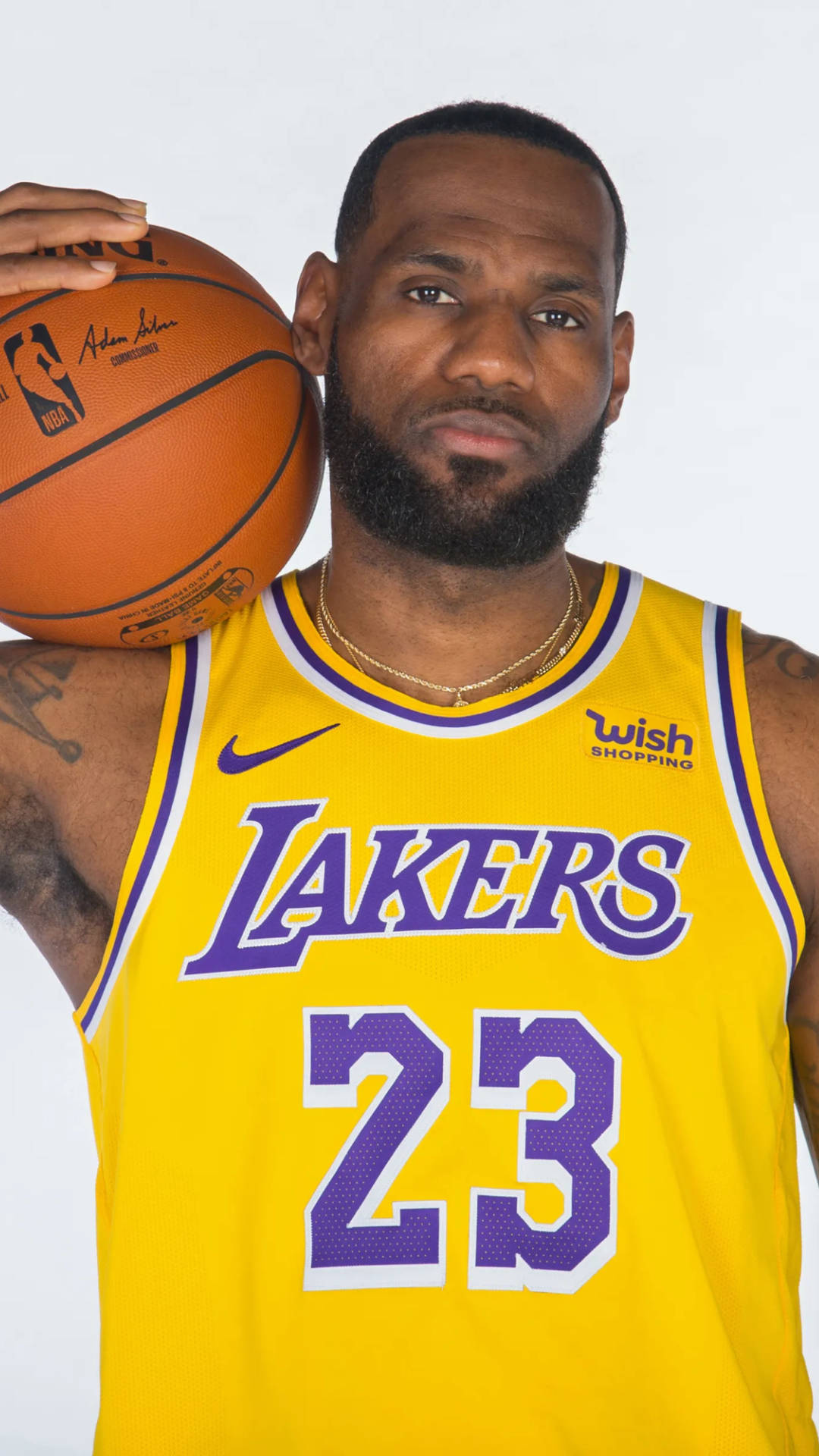 Lakers Iphone With Lebron Holding Ball Background