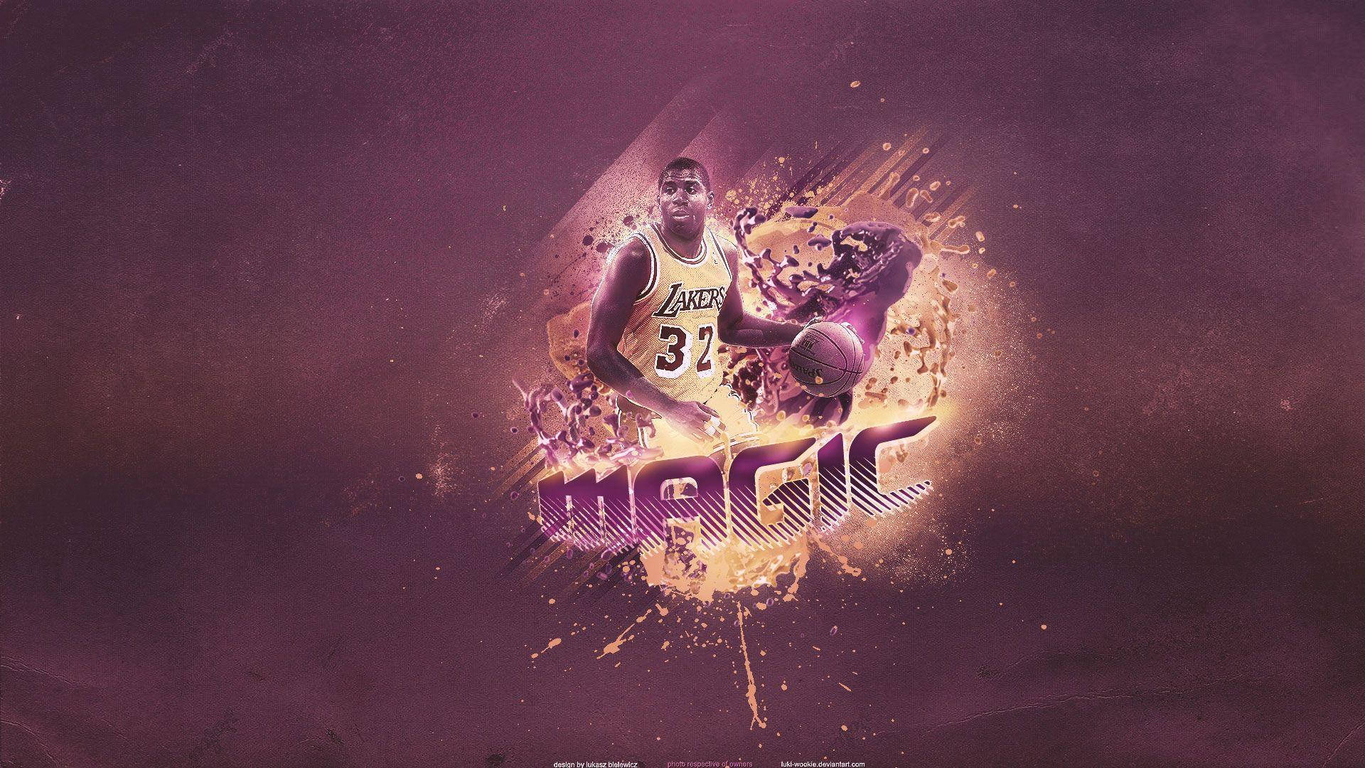 Lakers Magic Johnson Indigo Art Background