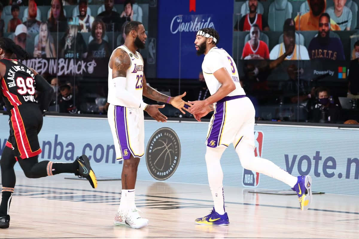 Lakers Players Celebratingon Court2020 Background