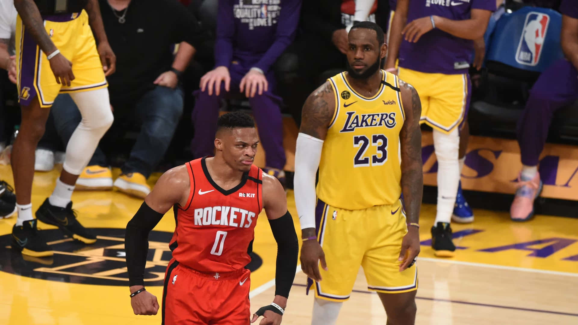 Lakersvs Rockets Basketball Match Background