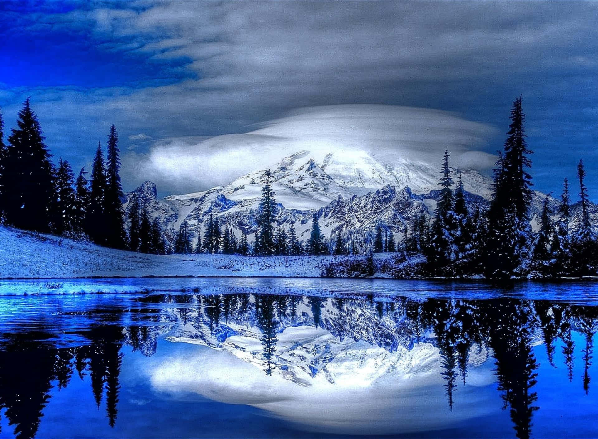 Lakes Reflection Winter Wonderland Desktop