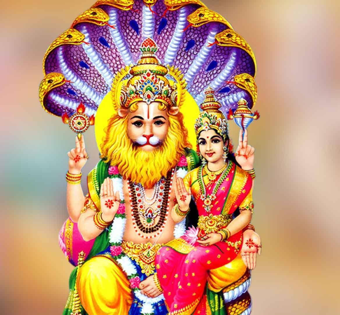 Lakshmi And Narasimha Art Snakes Background