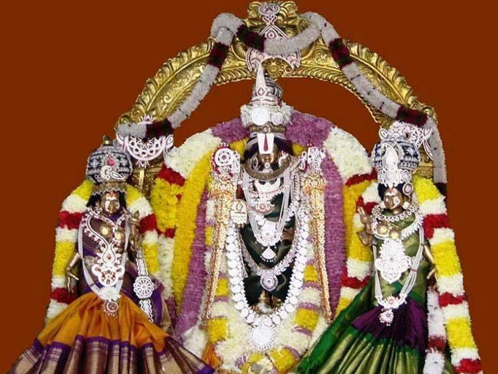Lakshmi, Bhumi, And Lord Venkateswara 4k Background
