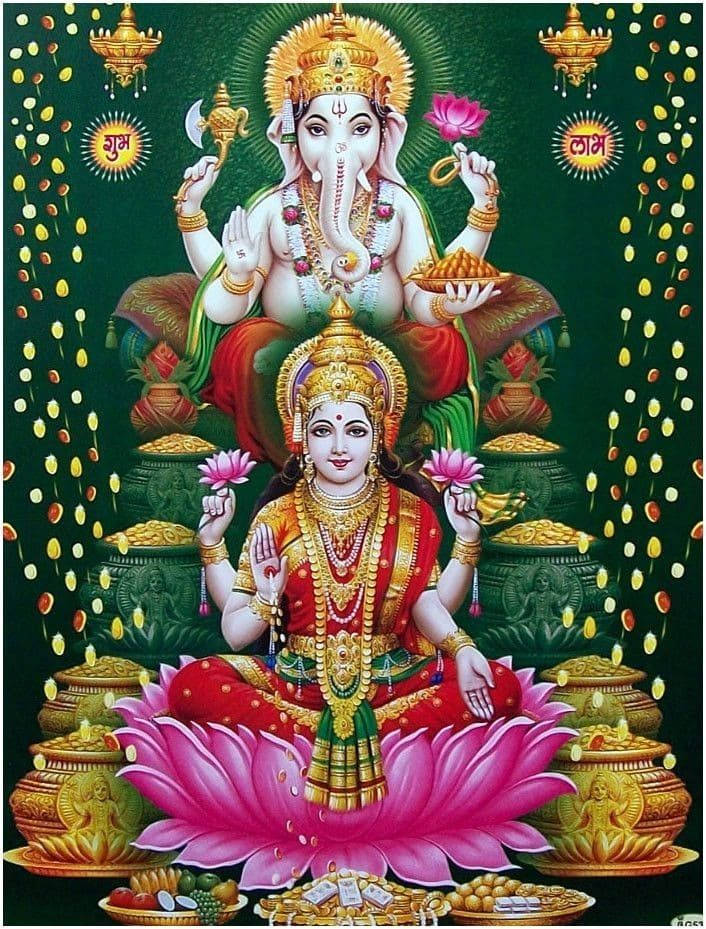Lakshmi Devi And Ganesh Desktop Background