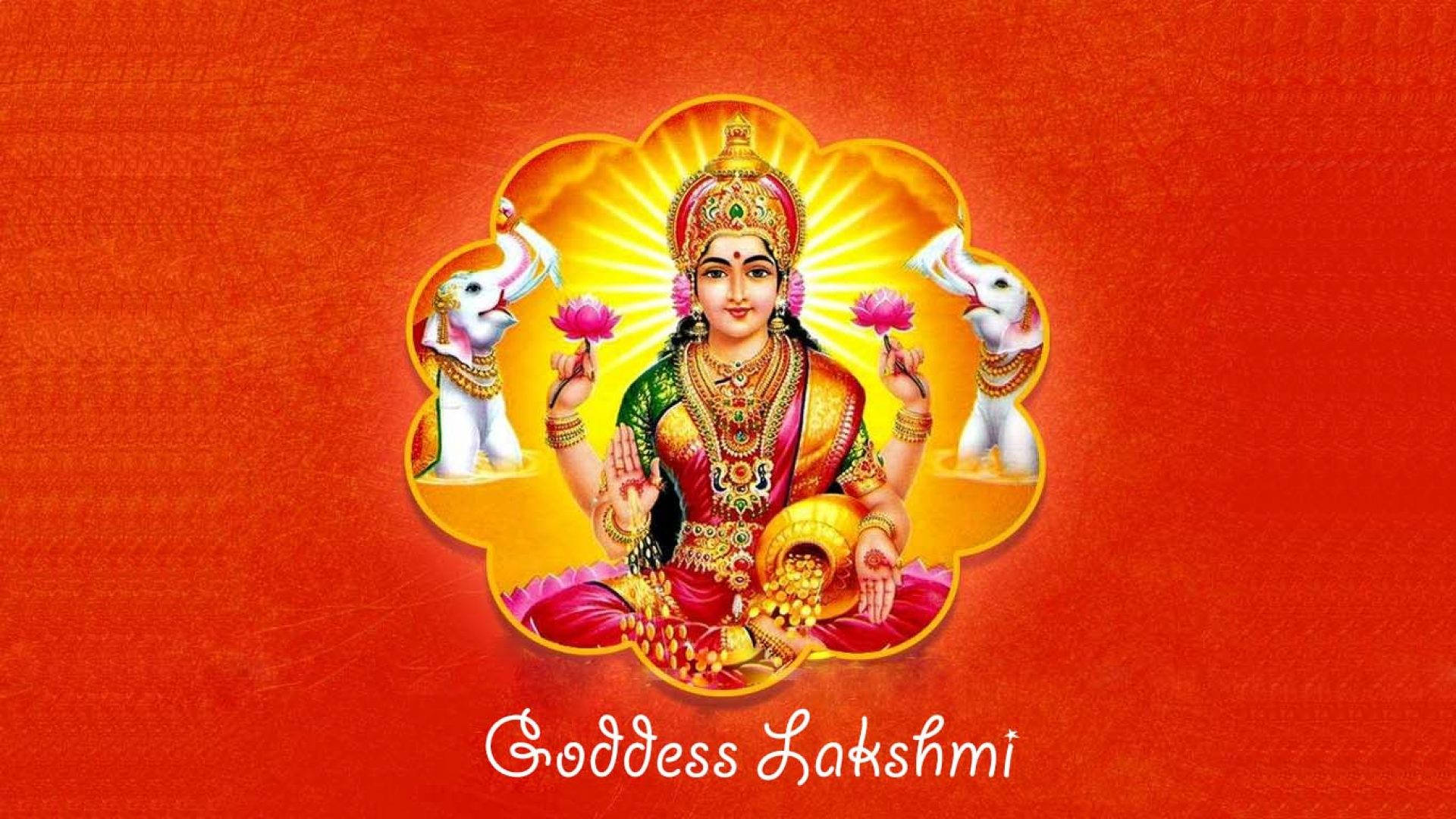 Lakshmi Devi Orange Background Background