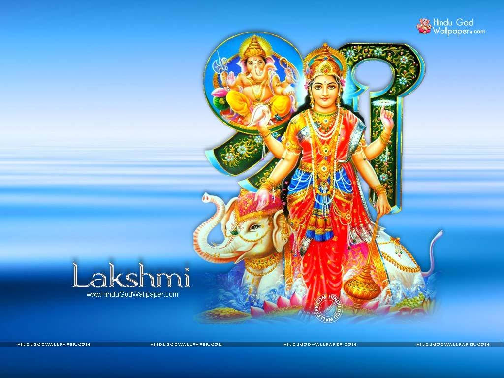Lakshmi With Elephant Background